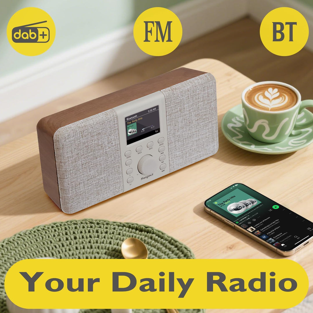 MD5 Stereo DAB Radio mit Bluetooth 5.3 und 2,4" Farbdisplay,Tragbares UKW Digitalradio,2.0 Stereokla