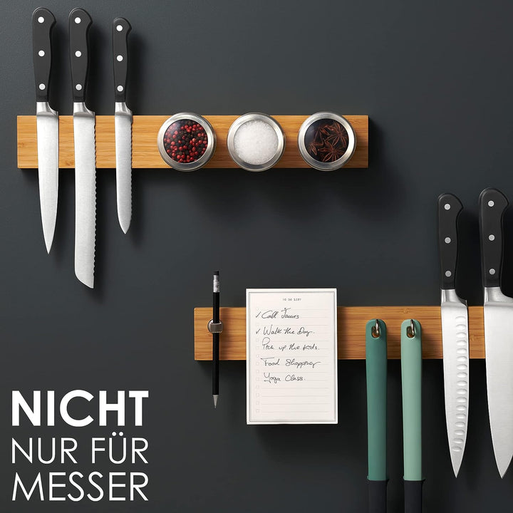 LARHN Magnetleiste Messer aus Bambus mit Extra Starkem Magnet - 40cm - Messerhalter Magnetisch Holz