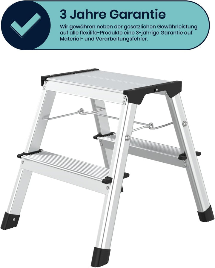 flexilife Tritthocker - Tritt Hocker Aluminium - Tritthocker klappbar - Hocker klappbar bis 150 kg b