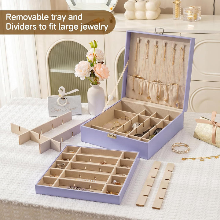 Frebeauty Ohrring-Organizer, klassische Schmuckschatulle, 50 Fächer, doppellagig, Schmuck-Aufbewahru