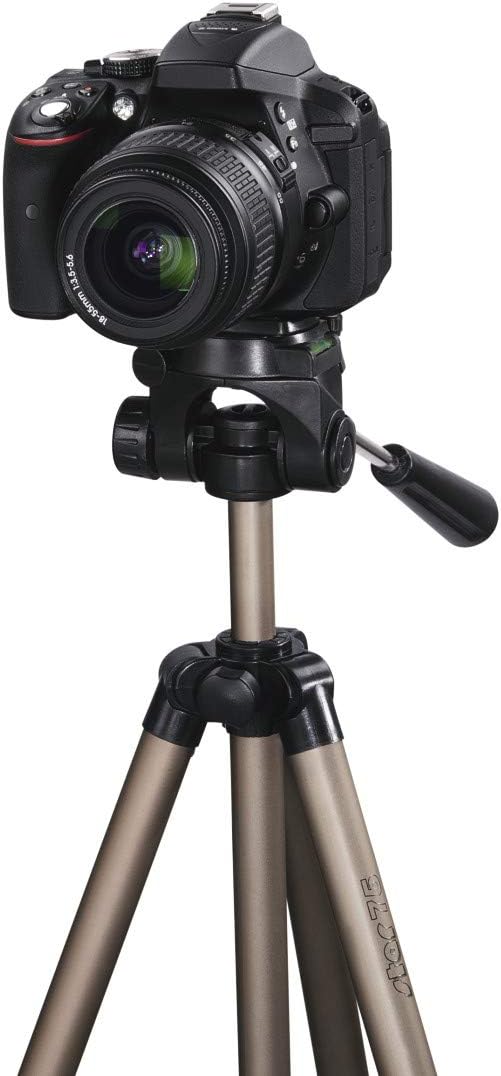 Hama Leichtes Einsteiger-Dreibeinstativ mit 3-Wege-Kopf, Star 75 125-3D, Champagner 42 - 125 cm Sing