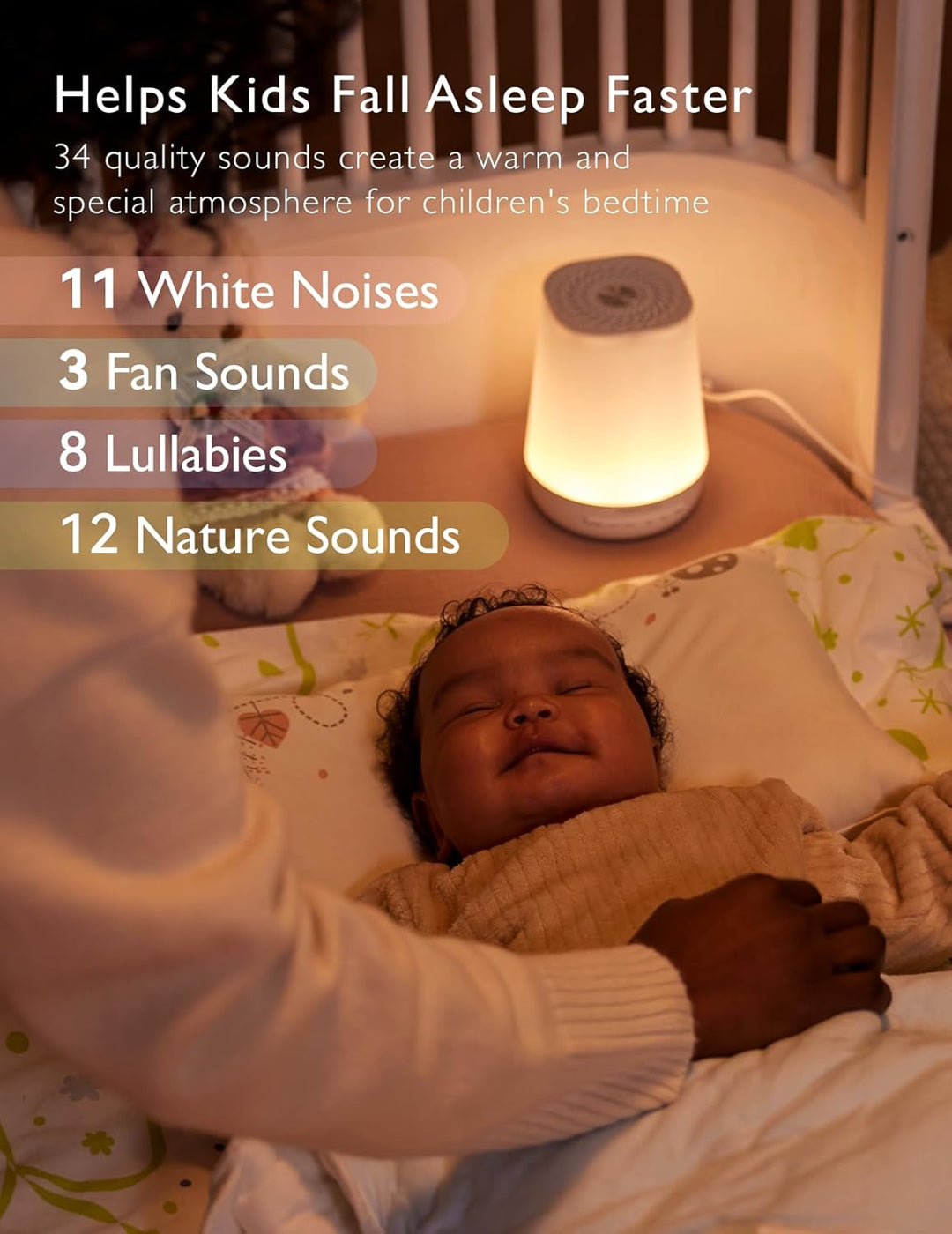 Momcozy DB03 White Noise Machine Baby, Mit 34 Geräuschen Therapy, Nachtlicht, 7 Farben APP-Steuerung