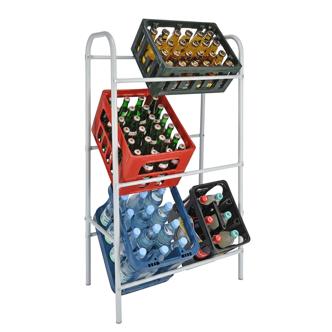 Spetebo Getränkekistenregal aus Metall 116 x 50 cm - in Silber für 6 Kisten – Flaschenkastenregal fü