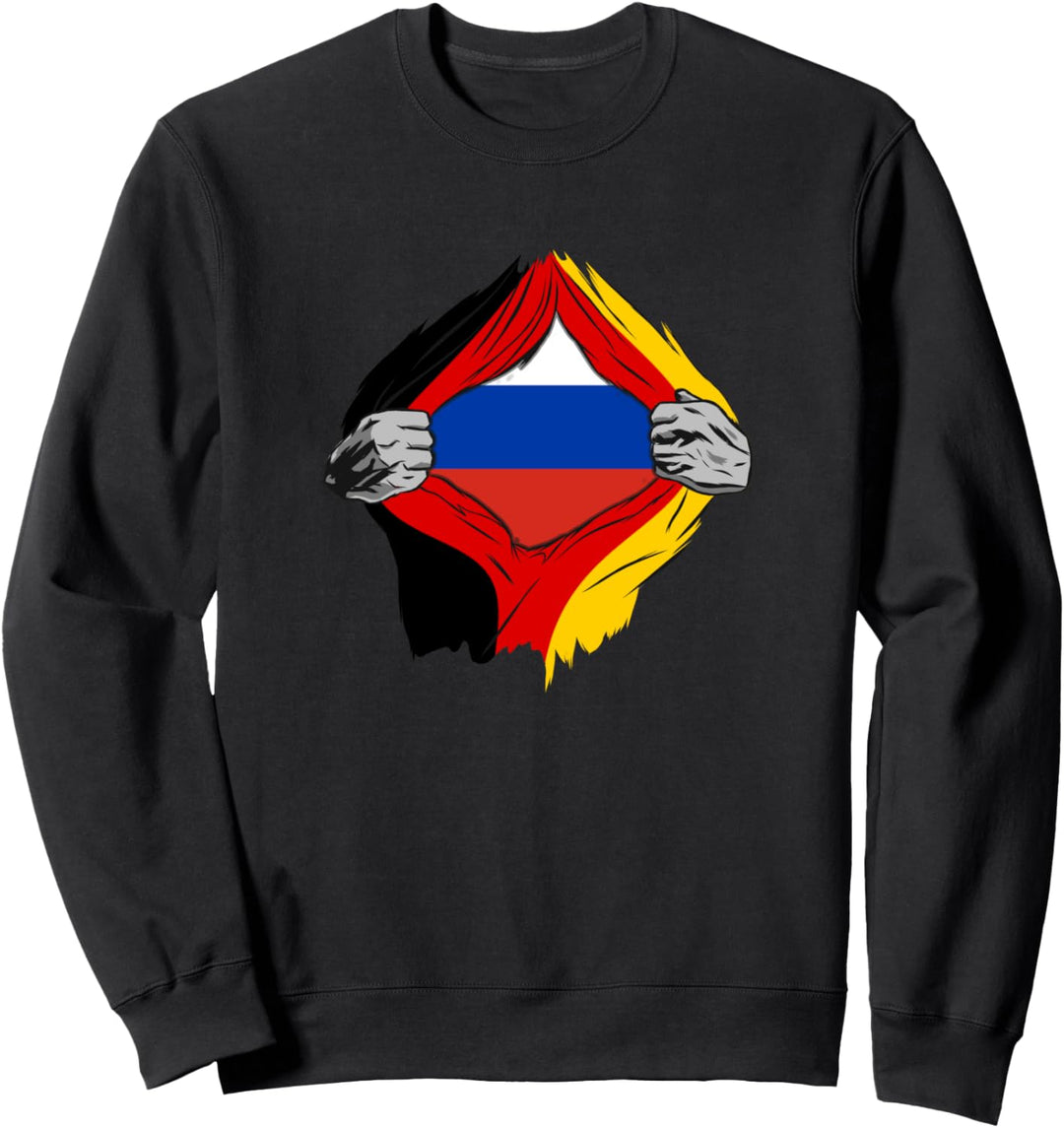 Deutschland Flagge und Russland Sweatshirt