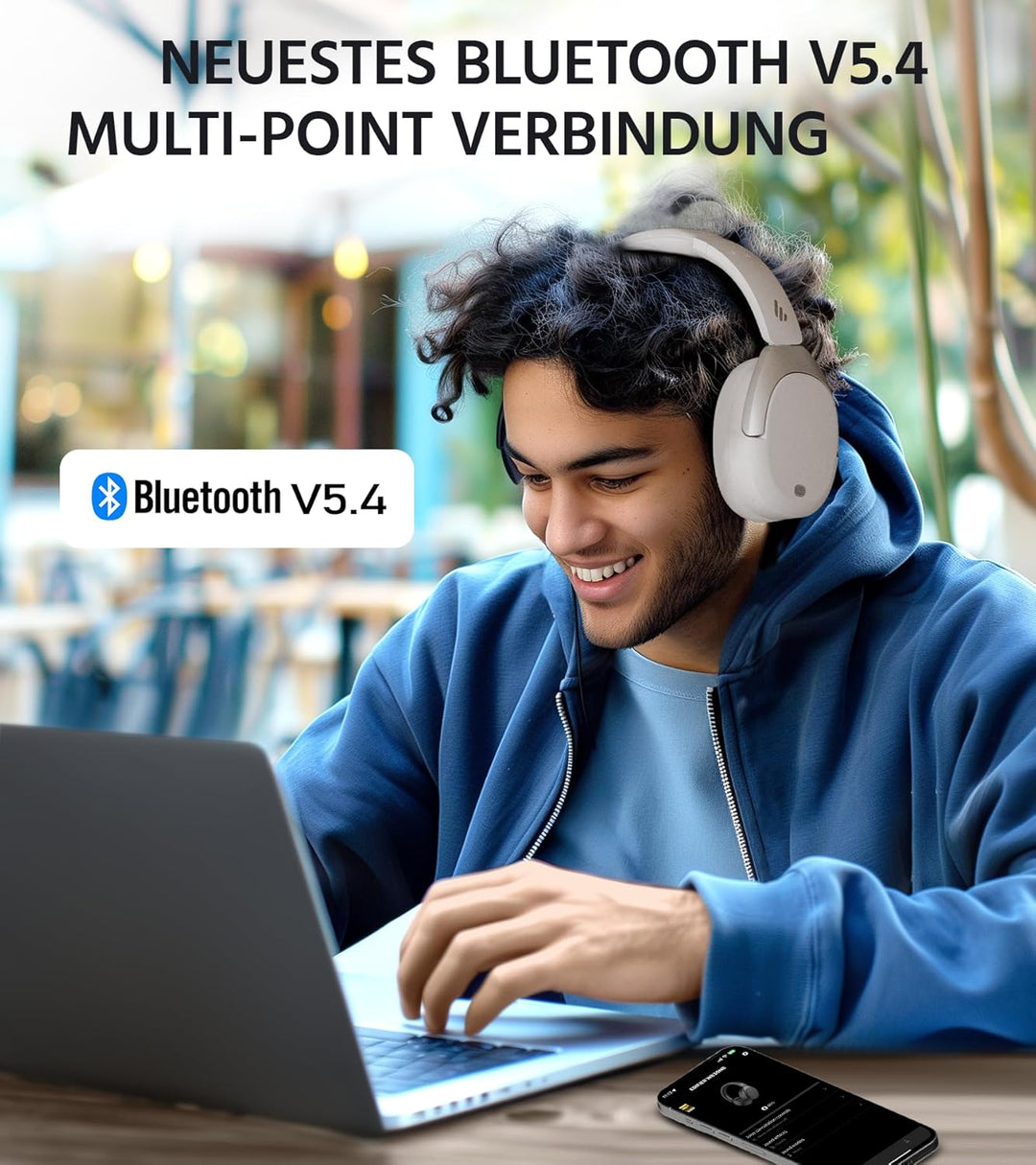 Edifier W830NB Wireless Over Ear Kopfhörer mit -45dB ANC, 94Std. AKKU, LDAC Hi-Res Sound, Spatial Au