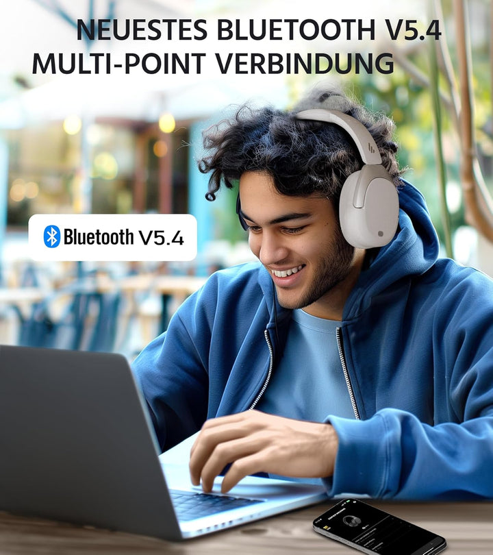 Edifier W830NB Wireless Over Ear Kopfhörer mit -45dB ANC, 94Std. AKKU, LDAC Hi-Res Sound, Spatial Au