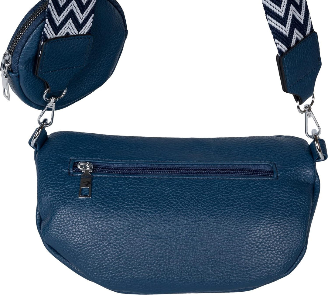 styleBREAKER Damen Halbmond Crossbody Schultertaschen Set 2-Teilig, Schultergurt mit Zick-Zack Raute