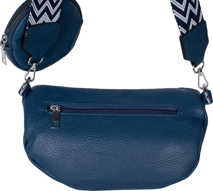 styleBREAKER Damen Halbmond Crossbody Schultertaschen Set 2-Teilig, Schultergurt mit Zick-Zack Raute