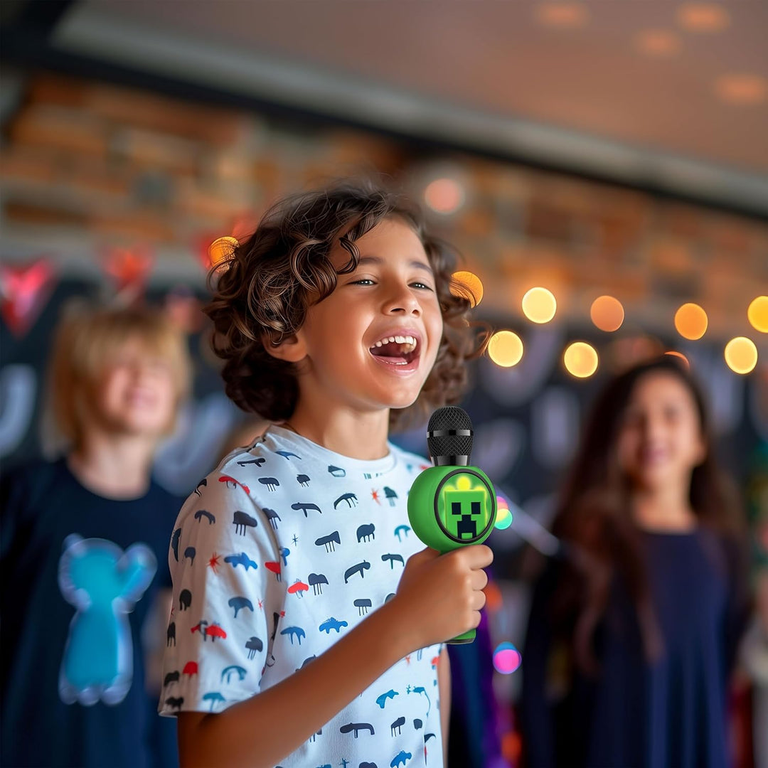 Minecraft Karaoke-Mikrofon mit kabellosem Lautsprecher und LED-Leuchten