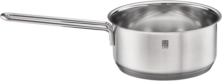 RÖSLE Basic Line Topf-Set 4-tlg., 3 Universaltöpfe, 1 Stielkasserolle, Edelstahl 18/10, mit Glasdeck