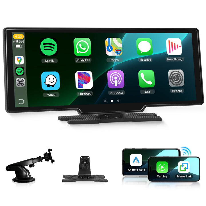 CarPlay & Android Auto Wireless, tragbares Podofo-Radio (10,26 Zoll) mit IPS-Touchscreen, unterstütz