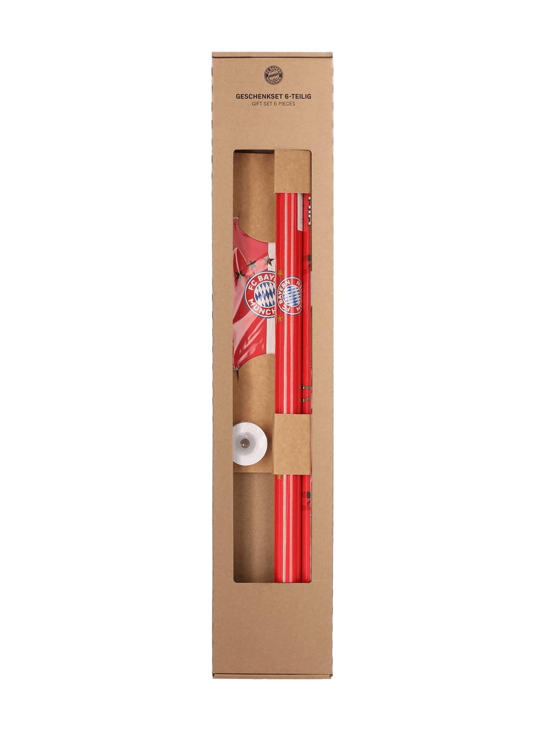FC Bayern München Geschenkset 6-teilig I Geschenkpapier, Grusskarten & Geschenkband Einheitsgrösse,