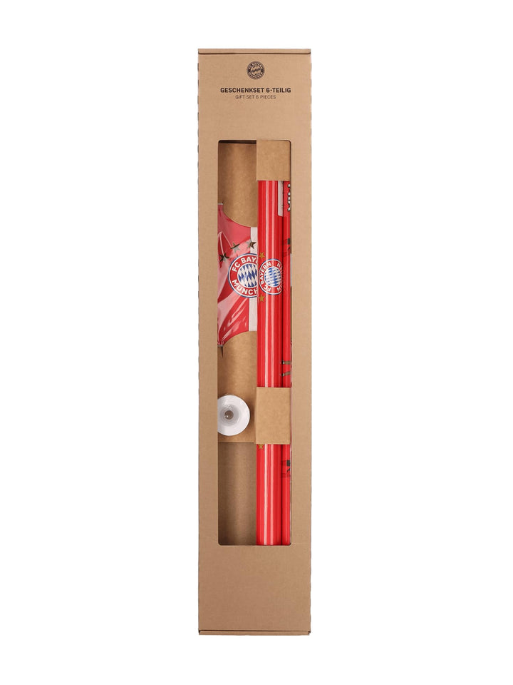 FC Bayern München Geschenkset 6-teilig I Geschenkpapier, Grusskarten & Geschenkband Einheitsgrösse,