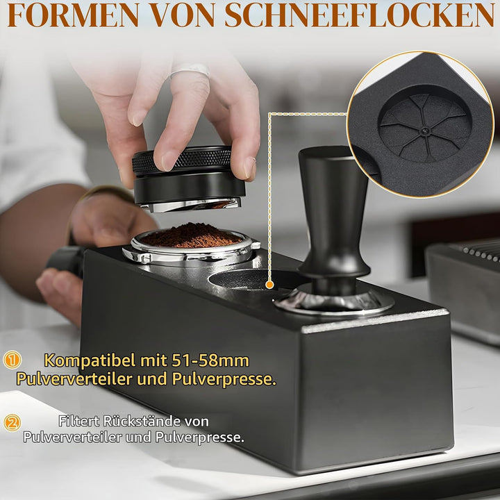 Tamperstation 51-58mm Schwarz, Espresso Tamping Station ABS Höhenverstellbar, Coffee Tamperstation U