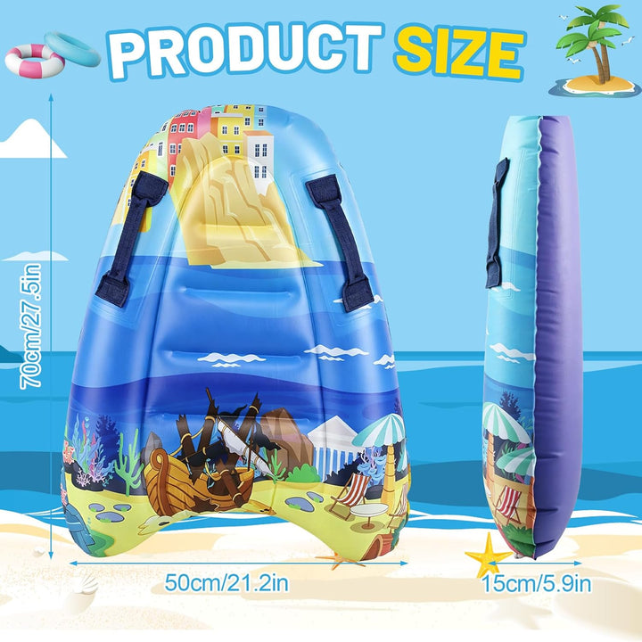 dellyy Tragbare Aufblasbares Bodyboard , 80*60CM, Tragbare Aufblasbar Surfbrett,mit Griffen, Kinder
