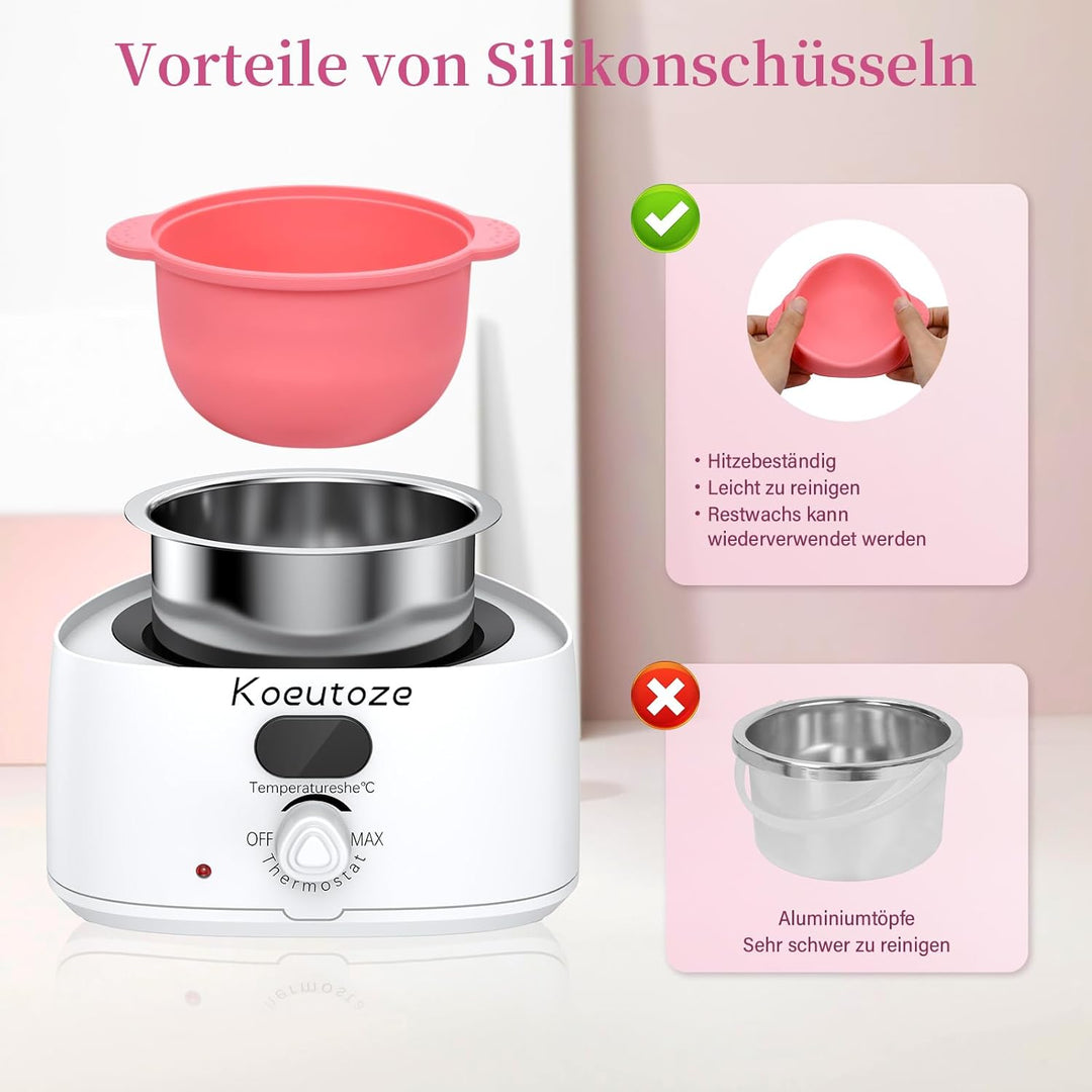 Waxing Set Professionell Wachsgerät mit Temperaturregelung, Wax Warmer für Damen & Herren, Enthaarun