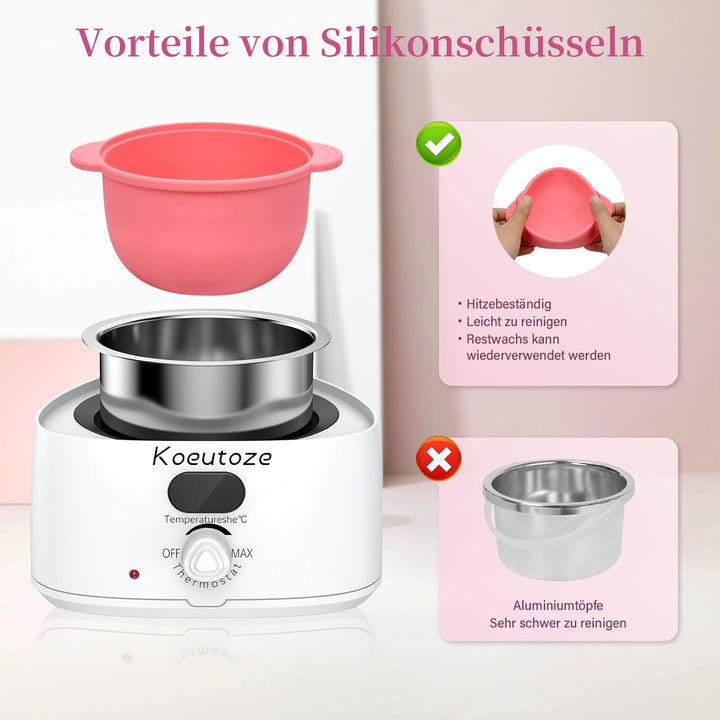 Waxing Set Professionell Wachsgerät mit Temperaturregelung, Wax Warmer für Damen & Herren, Enthaarun
