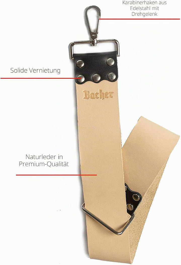 BACHER Premium Leder Streichriemen zum Schärfen von Rasiermesser Set mit Polierpaste für Abziehrieme