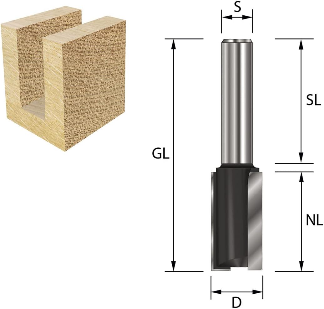 ENT 10527 Nutfräser HW, Schaft (S) 12 mm, Durchmesser (D) 12 mm, NL 38 mm, SL 40 mm, GL 82 mm D=12 /