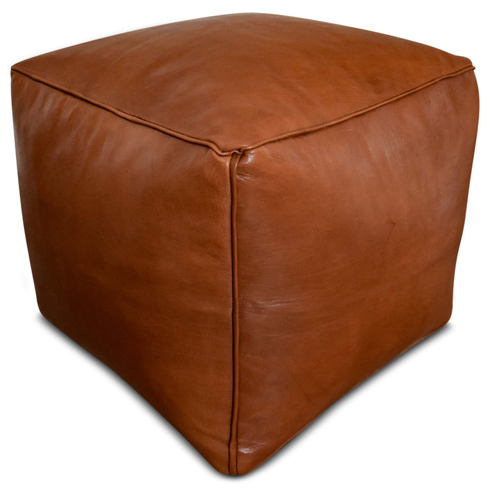 See the Good Quadratischer Leder Pouf - Handgefertigt - gefüllt geliefert - Ottoman, Sitzsack, Fussh