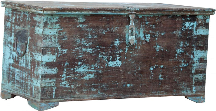 GURU SHOP Holztruhe aus Massivholz im Vintage Look - Modell 1, Braun, 46x90x40 cm, Truhen, Kisten, K