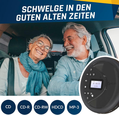 KLIM Discover + Tragbarer CD-Player Walkman mit langlebigem Akku + NEU 2024 + Mit Kopfhörern + Radio