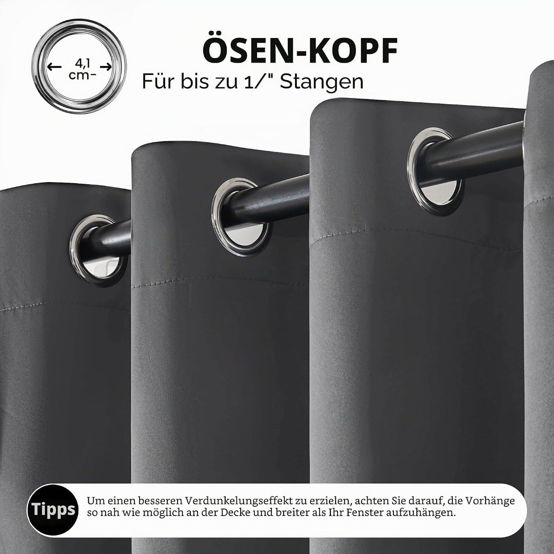 Deconovo 100% Verdunklungsvorhänge Vorhang Blickdicht Vorhänge mit Ösen Gardinen Wohnzimmer Thermovo