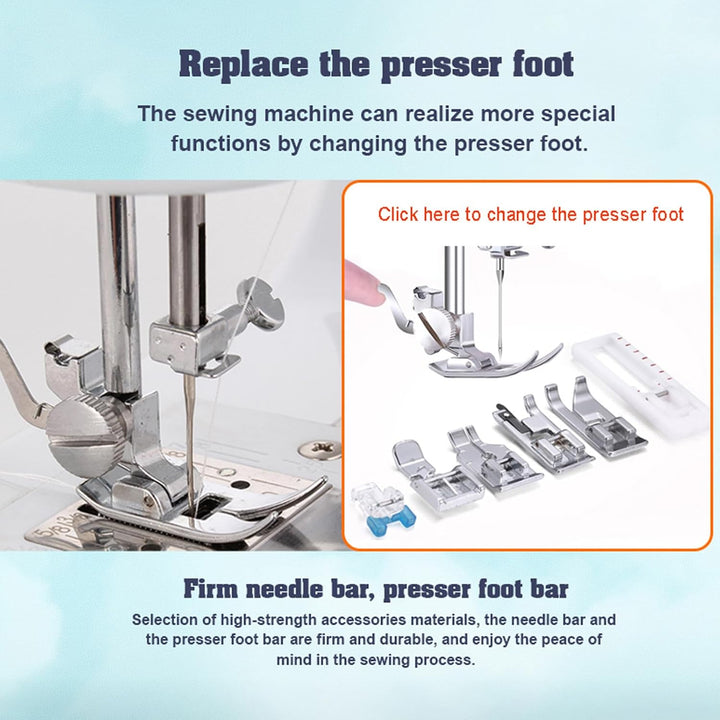 Dekaim FLSM-519 Nähmaschine, Elektrische Nähmaschine für Anfänger und Kinder, 12 Stichprogrammen, Fr