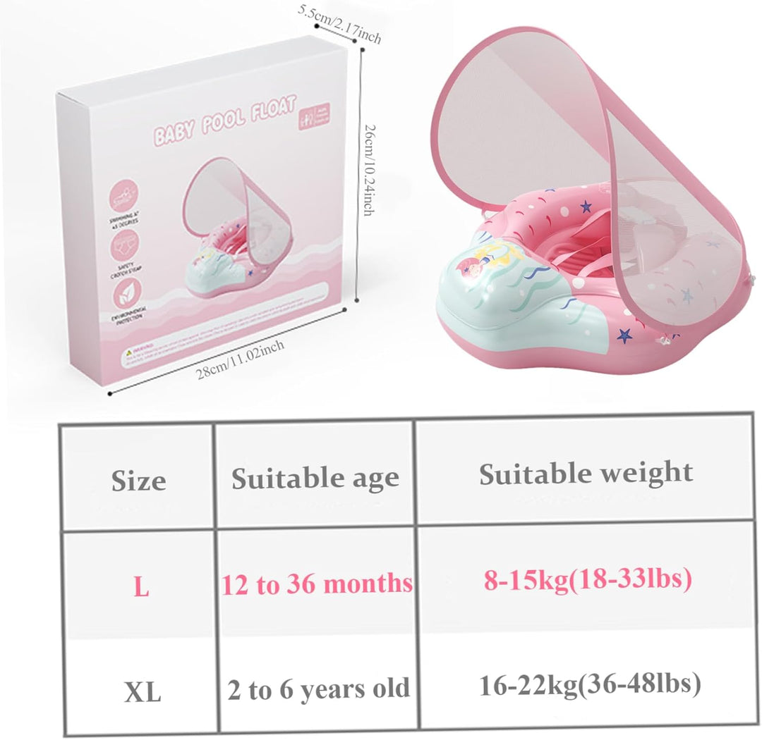 Babyschwimmer mit Baldachin, aufblasbarer, Rutschfester, Verstellbarer, sicherer Babyschwimmschwimme