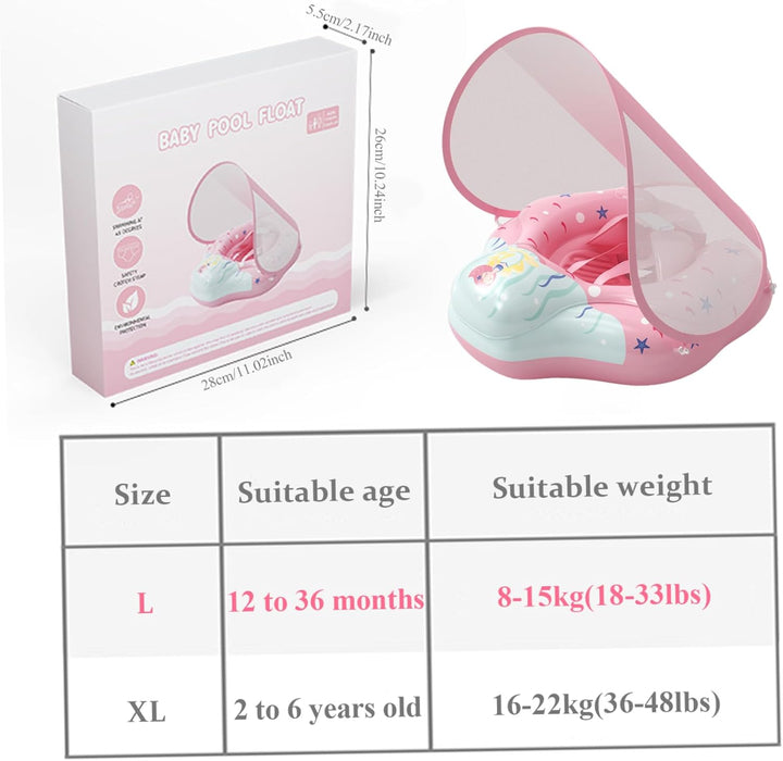 Babyschwimmer mit Baldachin, aufblasbarer, Rutschfester, Verstellbarer, sicherer Babyschwimmschwimme