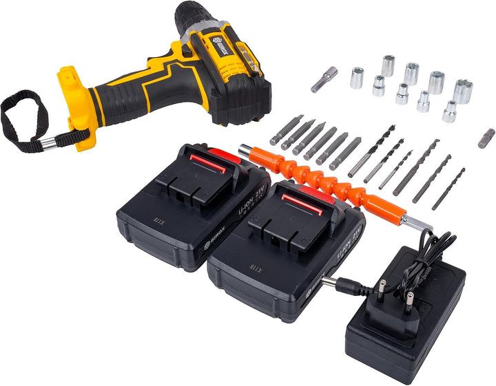 smartPrint Akkuschrauber 21V (35 Nm) – Akku-Bohrschrauber Set mit 2 x 2,0Ah Akkus, 2-Gang, LED-Licht