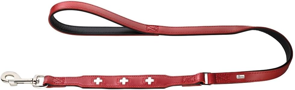 HUNTER 43153 Swiss Führleine für Hunde, mit Handschlaufe, schweizer Kreuz, Leder, hochwertig, 1,8/11