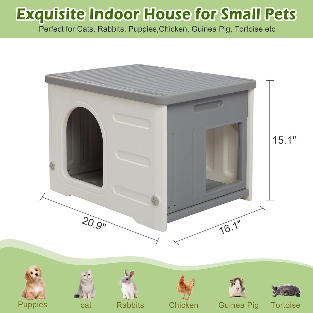 Kunststoff-Katzenhaus für Outdoor Indoor-Gebrauch, stapelbar verwilderte Katze Unterschlupf Indoor-K