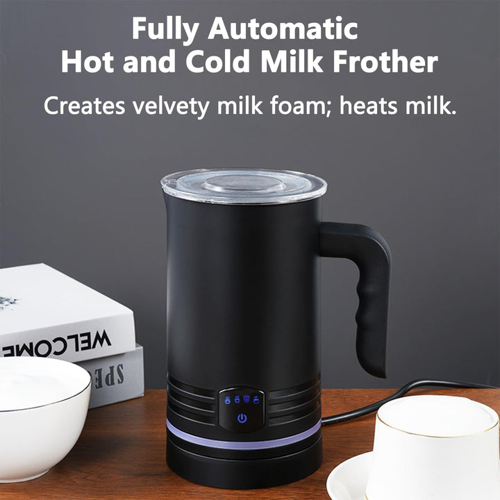 Elektrischer Milchaufschäumer, 430 ml Edelstahl Milchaufschäumer, Antihaftbeschichtung,warmer und ka