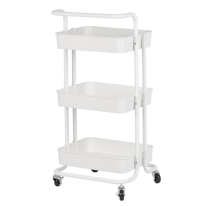 Rollwagen, 3 Etagen, Servierwagen, Küchenwagen für Bad & Büro, Rollregal, Bastelwagen-43 * 36 * 86cm