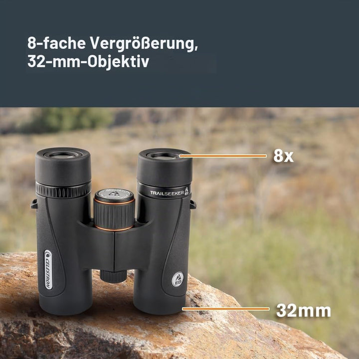 Celestron 71401 TrailSeeker ED 8 x 32 Dachprismen-Fernglas, Vollbreitband-Mehrschichtlinse, BaK-4 Pr