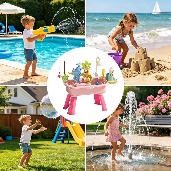 Generisch Wassertisch für Kinder - mit Pumpe und lustigen Lernspielzeugen,Kinderpool-Spielwaschbecke