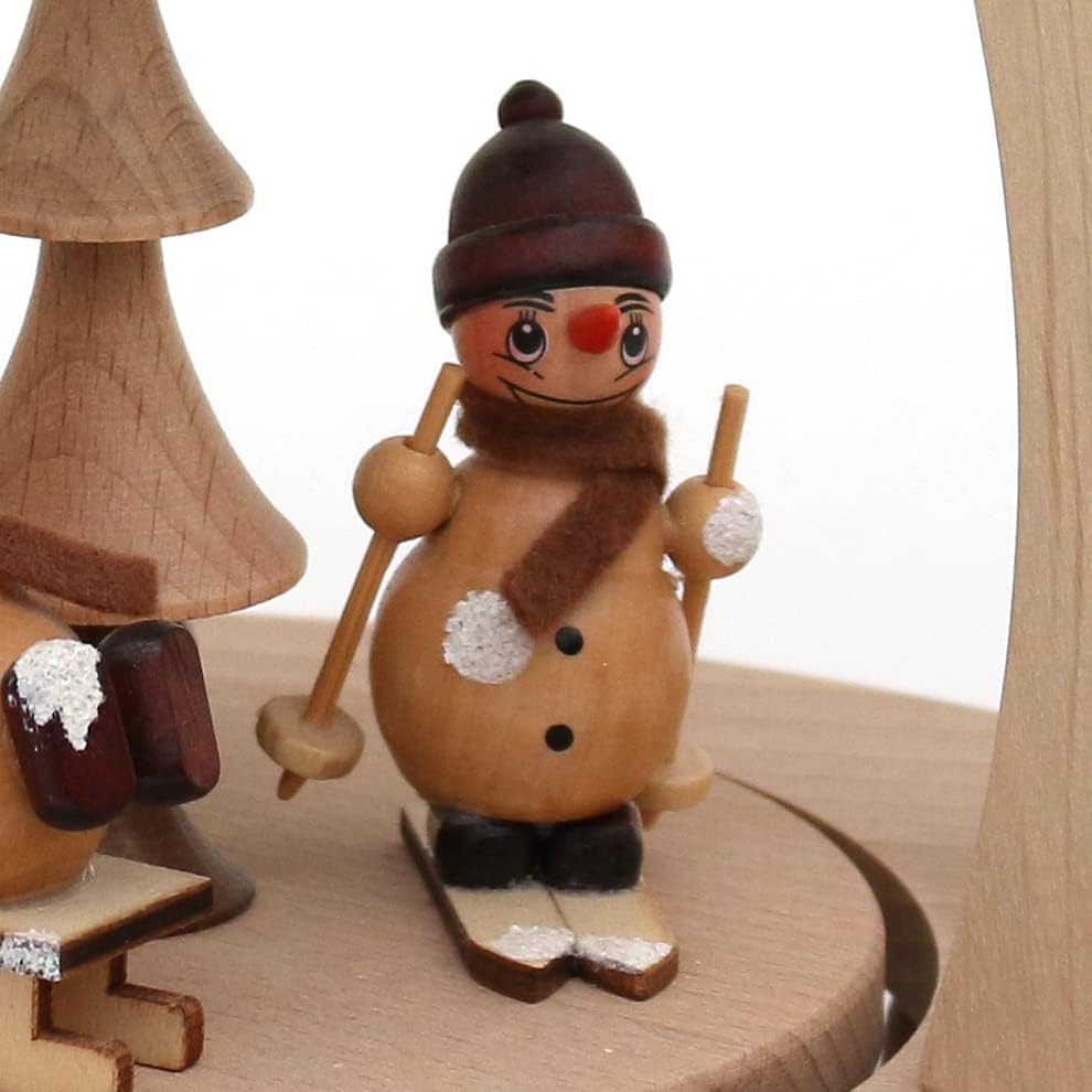 Dekohelden24 Hochwertige Tischpyramide mit Schneemannfiguren, ca. 35 cm, Holz, Schneemänner, Schneem