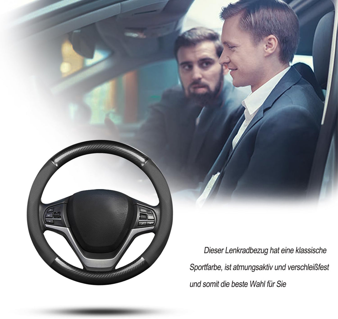 Ergocar Auto Lenkradbezug Rutschfester Auto Sport Lenkradschutz Kohlefaser &amp; PU Leder für Durchmesse