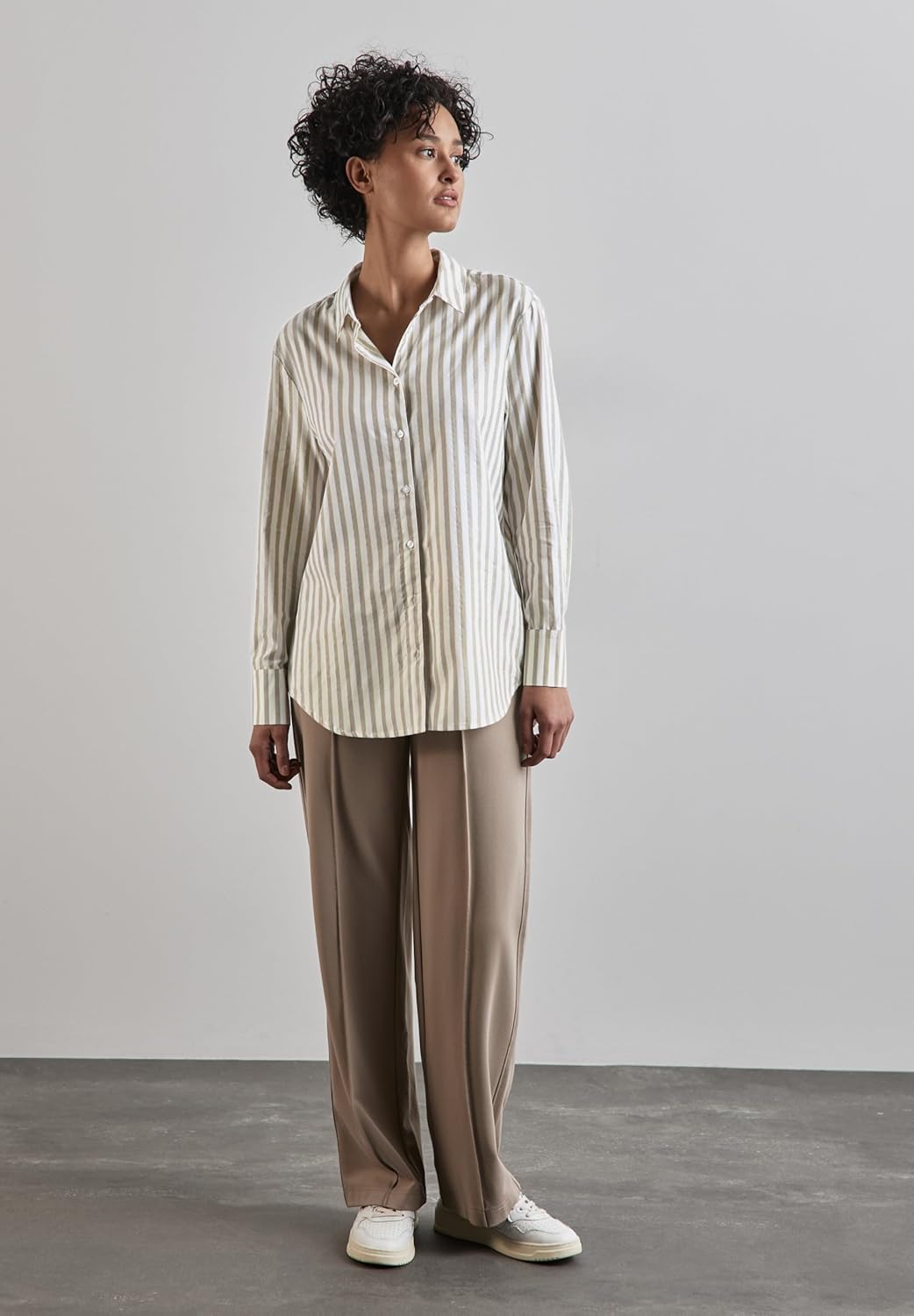 Street One Damen Hemdbluse Gestreift 34 Breezy Beige, 34 Breezy Beige