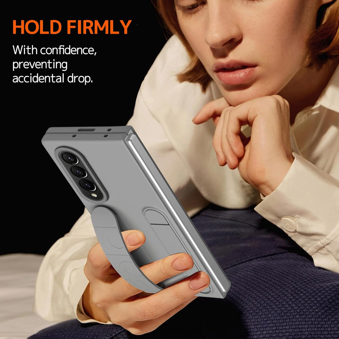 NINKI Kompatibel mit Samsung Galaxy Z Fold 3 Ständer Hülle mit eingebautem Displayschutz Samsung Z f