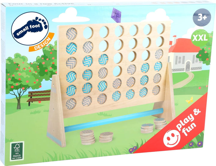 small foot Vier in Einer Reihe XXL Active aus Holz, Spielklassiker in riesig für den Garten, 12031