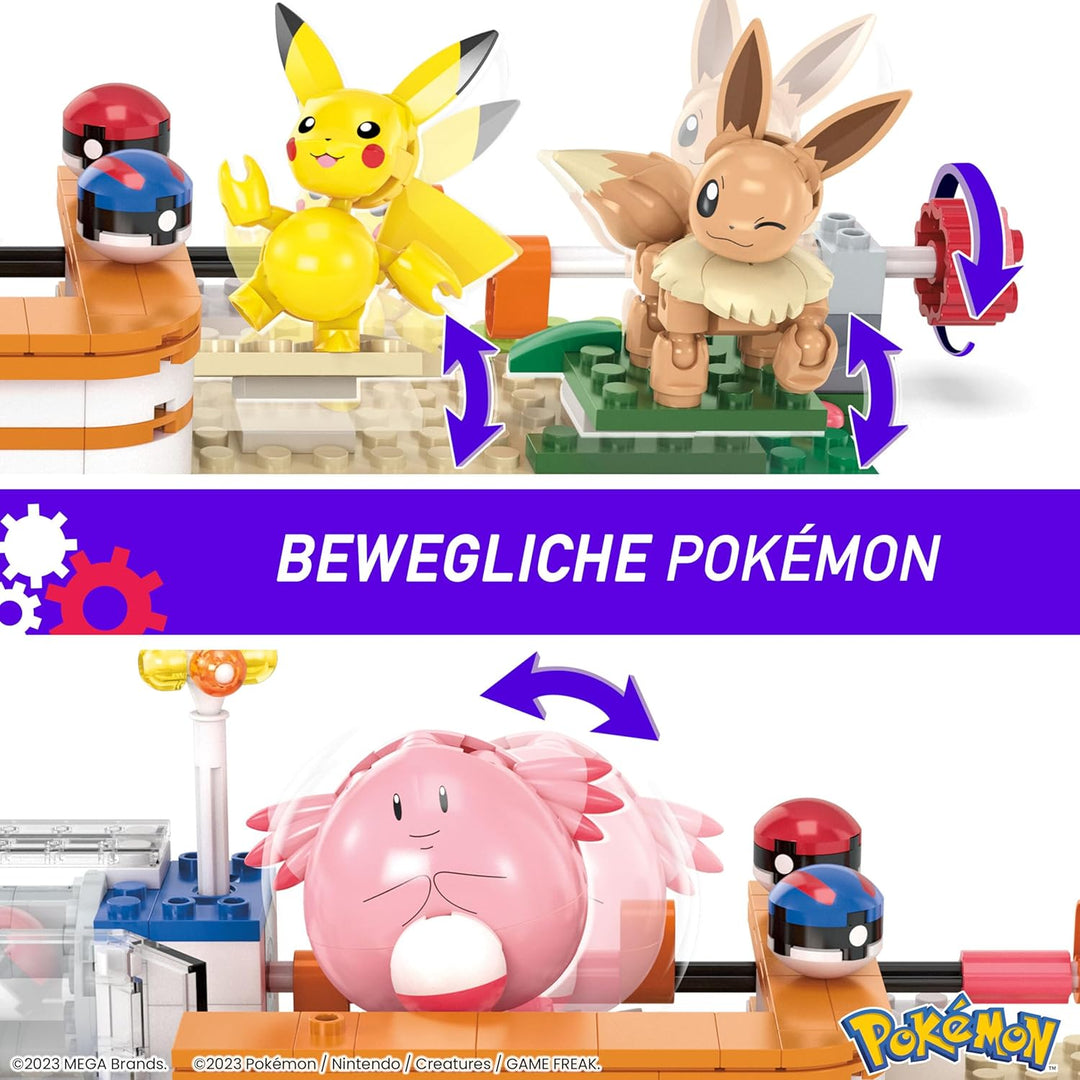 Mega Pokémon Bauset, 648 Teile, mit Pikachu, Chaneira, Evoli und Togepi, Bauspielzeug für Kinder und