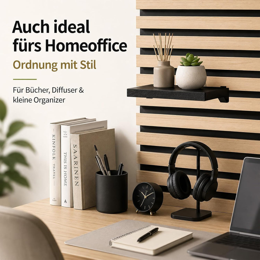 2er Set Regal für Akustikpaneele Horizontale Ohne Bohren 15×10cm | Zubehör Akustikpaneele Wandorgani