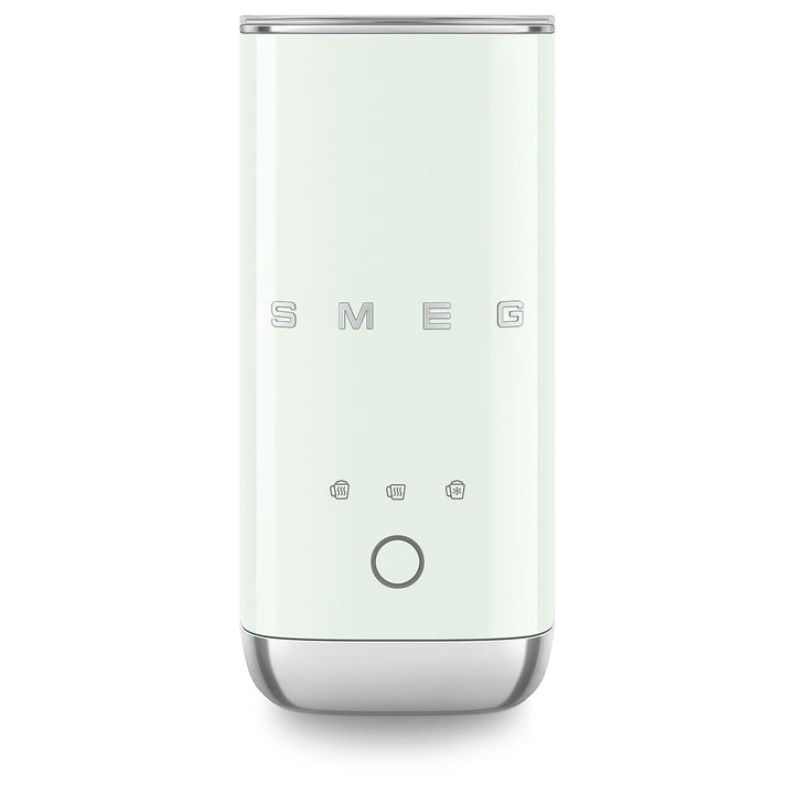 Smeg, MFF02PGEU Elektrischer Milchaufschäumer, 3 Getränkefunktionen, abnehmbarer Schneebesen, Antiha