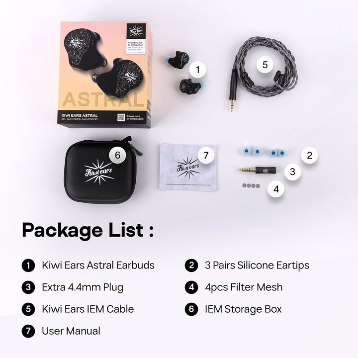 LINSOUL Kiwi Ears Astral In-Ear-Monitor, 1DD+6BA Hybrid-Ohrhörer, HiFi-Studio-Aufnahme- und Mischkop