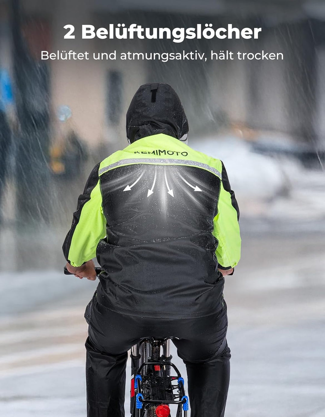 KEMIMOTO Regenanzug für Herren, Wasserdichter Regenmantel, Atmungsaktiv Regenbekleidung Regenjacke f