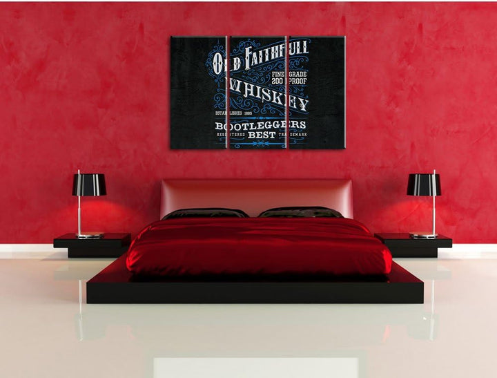 Pixxprint Whiskey Etikett „Old Faithfull“ als Leinwandbild/Grösse: 3 Teilig (120x80) cm/Wandbild/Kun