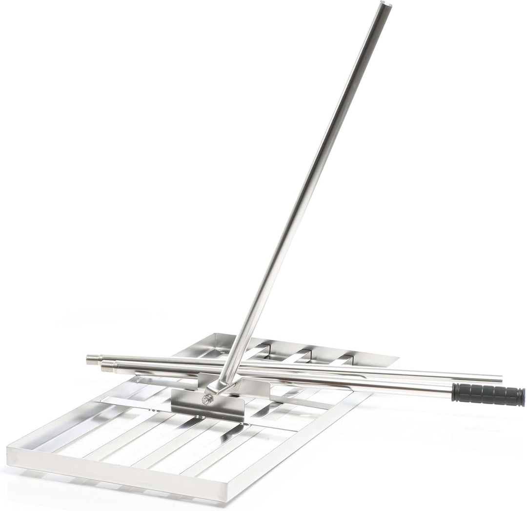 Wiltec Edelstahl Rasenrakel mit Stiel Grösse XL, Flächenebner 26 x 100 x 2,8 cm Unebenheiten im Rase