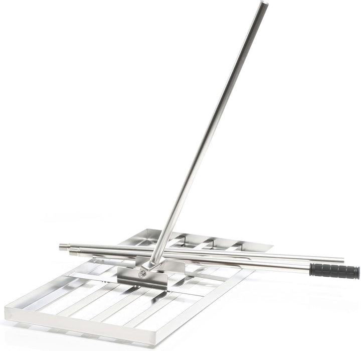 Wiltec Edelstahl Rasenrakel mit Stiel Grösse XL, Flächenebner 26 x 100 x 2,8 cm Unebenheiten im Rase